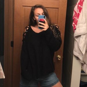 Oversized lace up shoulder